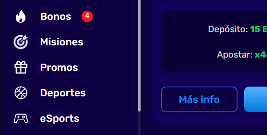 Una vez que la cuenta esté activa, ir a la sección de promociones o consultar el saldo del bono
